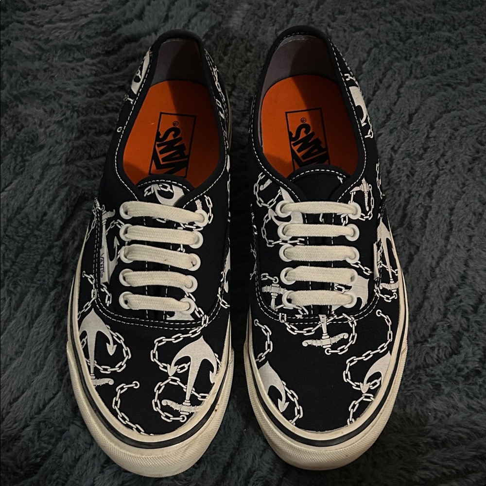 Navy Blue & White Anchor Print Vans